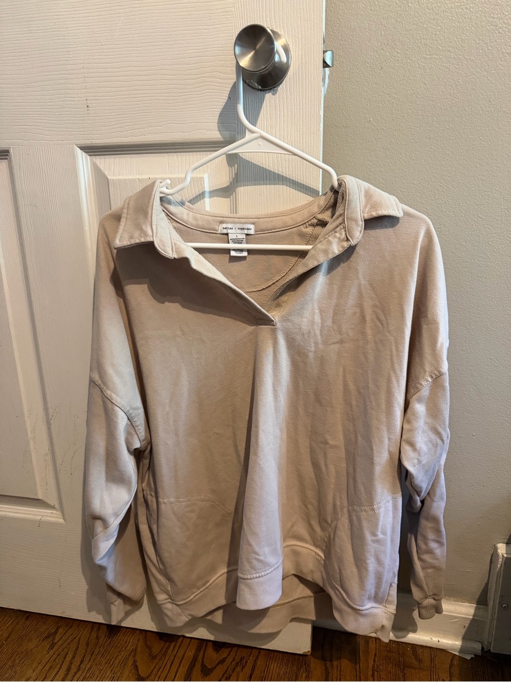 Light Taupe Women's Collared Pullover Sweater